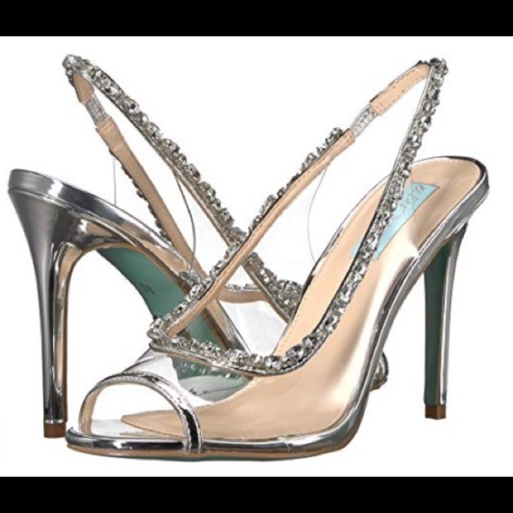 New In Box Betsy Johnson Silver Bling Heels